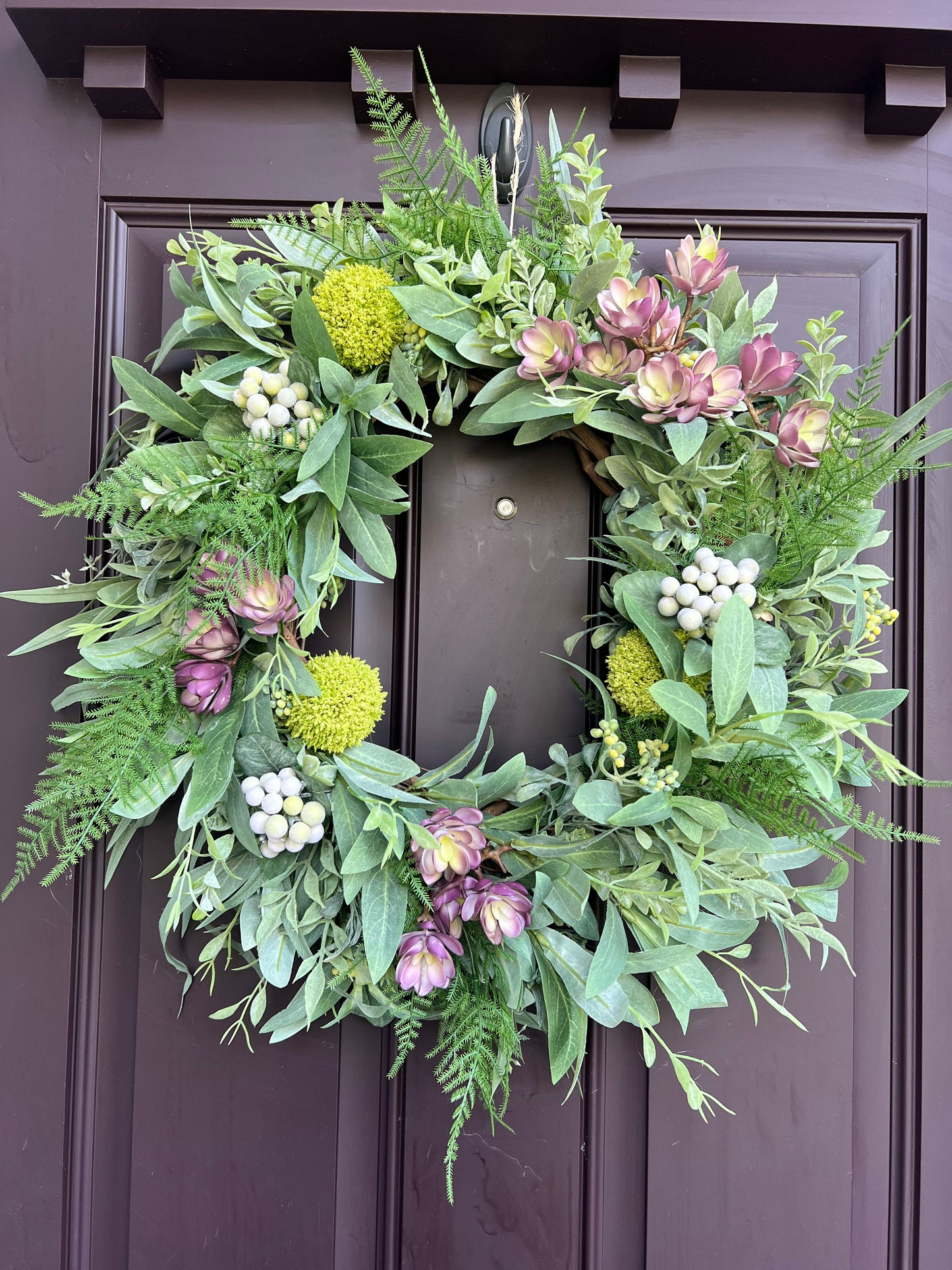 Spring and Summer Floral Wreath - Eucalyptus, Fern and Succulents