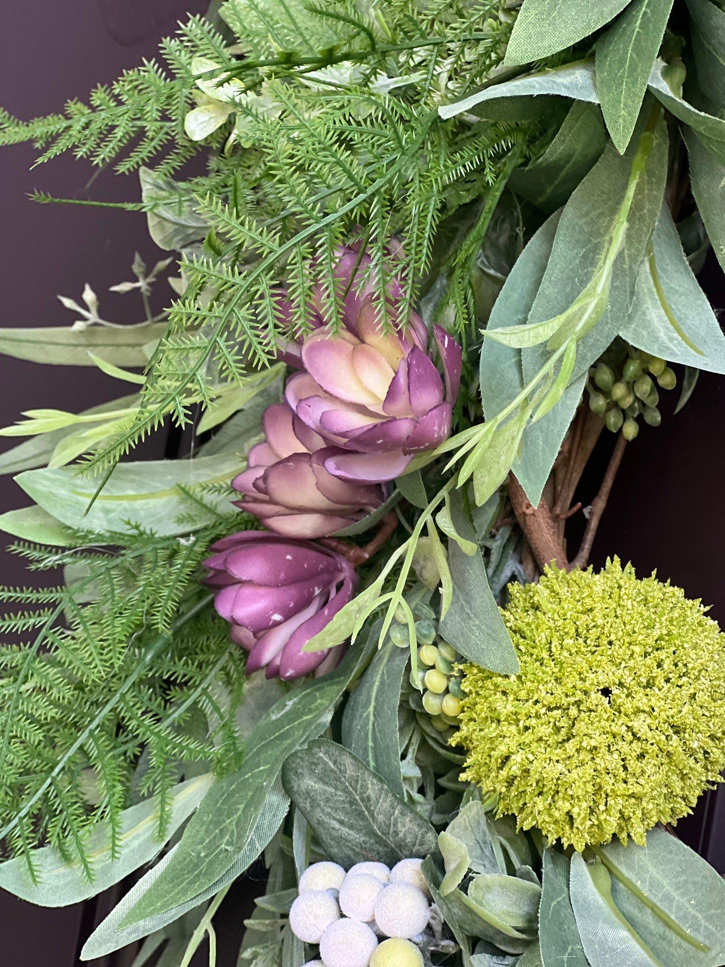 Spring and Summer Floral Wreath - Eucalyptus, Fern and Succulents
